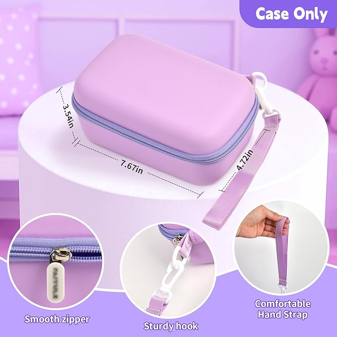 Kids Instant Print Camera Case for ESOXOFFORE Digital Video Cameras with 3 Rolls Paper Refill, Toddler Film Camera Storage Holder Bag with Mesh Pocket for Thermal Paper Accessories (Box Only)- Purple