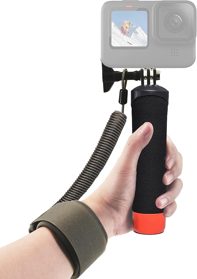 FitStill Waterproof Monopod Floating Hand Grip Snorkeling Selfie Pole Stick +Steel cored Safety Wrist Strap Rope for Go Pro Hero 13/12/11/10/9/8/7/6/5 Max Session DJI Osmo and Other Action Cameras