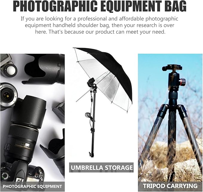 Mobestech Tripod Carrying Bag 15.7 Inch Compact Photography Accessories Backpack with Shoulder Strap and Handle Lightweight Oxford Fabric Case for Tripods Light Stands and Outdoor Use