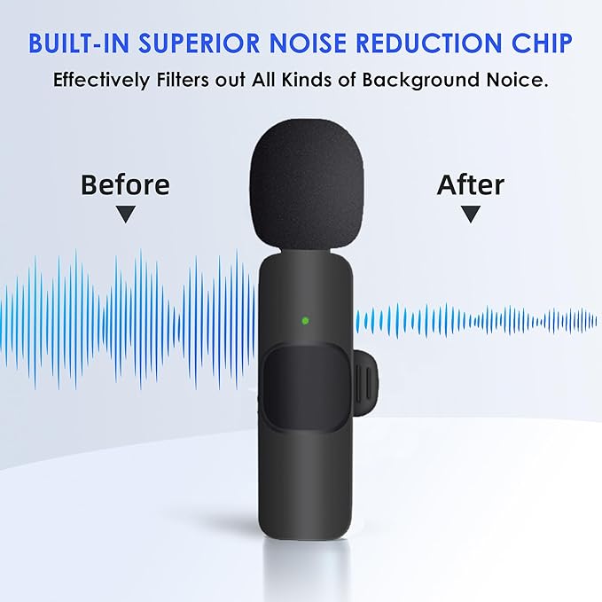 2 Pack mini Updated Model Wireless Professional Lavalier Microphone for Android, iPhone, iPad, Laptop, Interview, Live Streams, Video Recording, Podcast, Vlog, YouTube, Instagram.