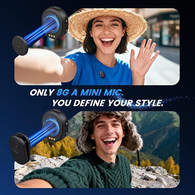 2-Pack Wireless Microphone for iPhone/Android/iPad, 3-Level AI Noise Canceling USB-C Clip-on Mic with Charging Case, Lightning, Mini Lavalier Microphones for Vlogging, Recording, YouTube, TikTok