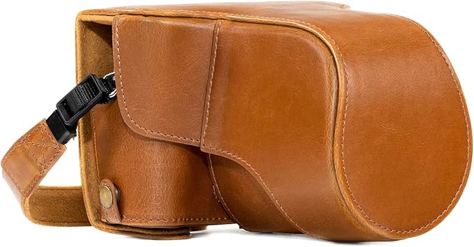 MegaGear MG983 Fujifilm X-T30, X-T20, X-T10 (16-50mm/ 18-55mm Lenses) Ever Ready Leather Camera Case and Strap, with Battery Access - Light Brown