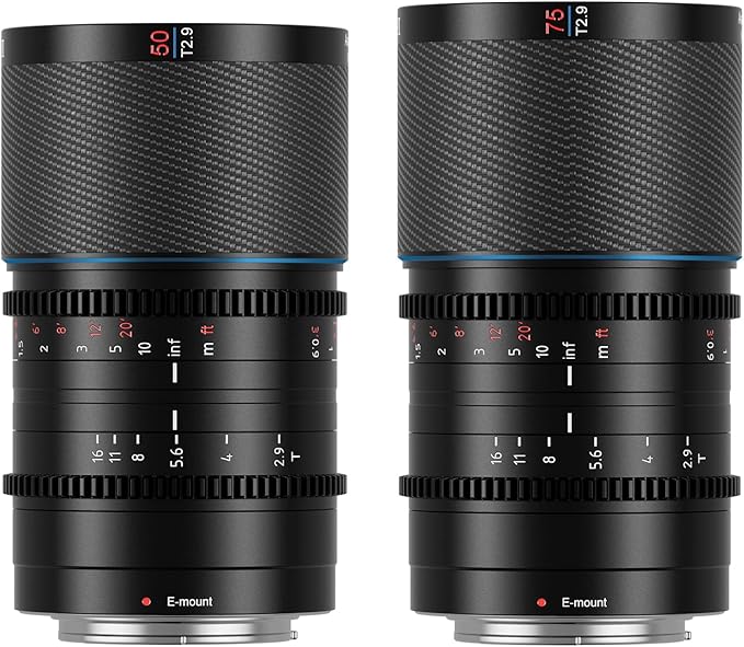 SIRUI Saturn 50mm, 75mm T2.9 1.6X Full Frame Carbon Fiber Anamorphic Lens, Cine Lens for E Mount Cameras, Less Than 500g (Blue Flare)