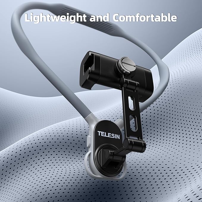 TELESIN° Neck Phone Holder POV/Vlog Neck Mount for Phones with Phone Clip, Hands Free Phone Neck Holder w Chest Strap Neck Selfie Mount Video Recording for iPhone Samsung Google Pixel and All Phones