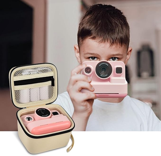 ANKHOH Case for Dylanto/for DUDUDRAGON/for Yehtta/for Gofunly/for LETSHAH Kids Camera Instant Print, 1080P Kid Cameras Storage Organizer Gifts Bag for Printing Paper and Toy Accessories,Beige-Only Box