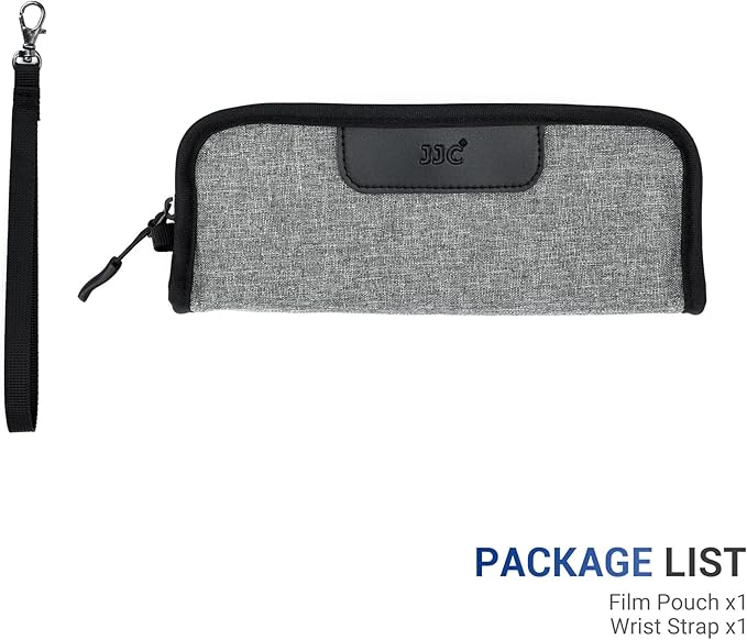 JJC Film Pouch Case for 135 35mm Film, Polyester Carrying Pouch for 5 Rolls of 35mm Film with Elastic Slot Interior and Belt Loop Design, Free Wrist Strap for Easy to Carry (Film Not Included)