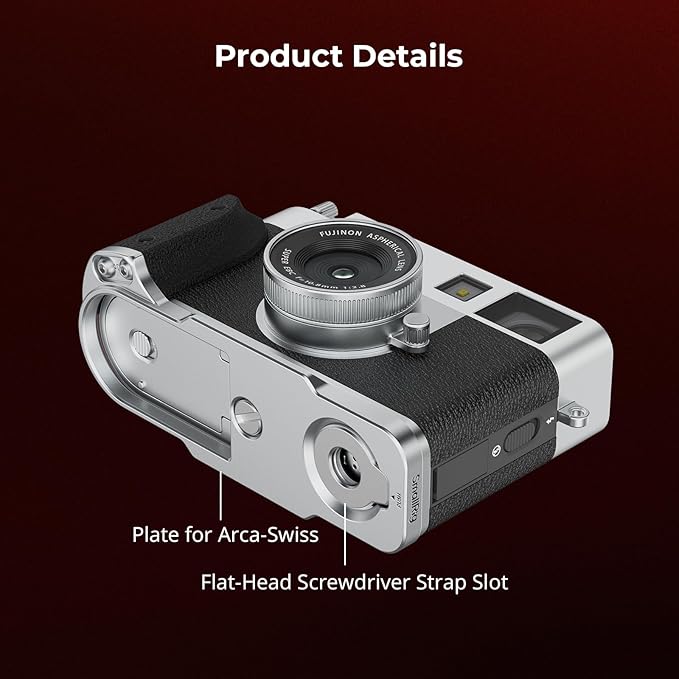 SmallRig X Half L-Shaped Grip for FUJIFILM X Half Camera, Built-in Quick Release Plate for Arca, Lightweight Ergonomic Silicone Handle with Hot Shoe Cover(Silver) - 5216