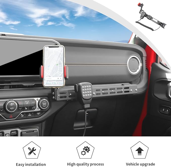 JWWY for Jeep JL Center Console Passenger Grab Handle Phone Mount Adjustable Phone Holder Expansion Multi-Function Bracket for 2024 Jeep Wrangler JL JLU & Gladiator JT 4xe Interior Accessories