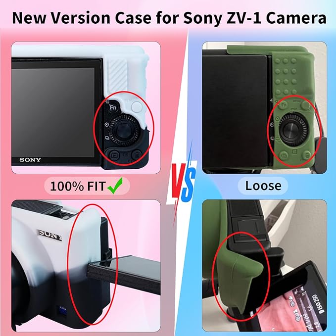 Camera Case for Sony ZV-1, ZV1 Camera Cover Silicone Camera Sleeve Body Skin Protective Case with Removable Lens Cap for Sony ZV 1 Digital Camera, Black&White