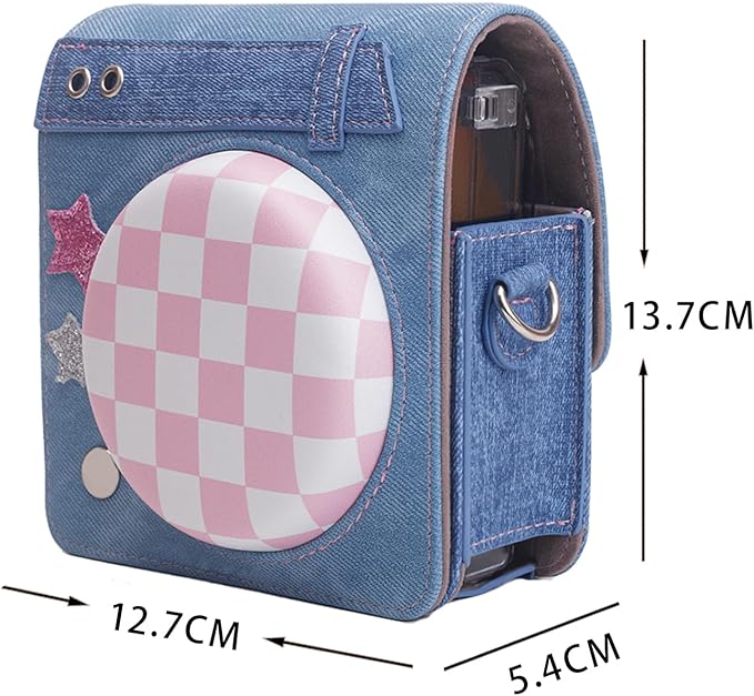 Frankmate Protective Case Compatible with Fujifilm Instax Mini 99 Camera, Sweetheart Denim Camera Bag with Pocket and Adjustable Shoulder Strap