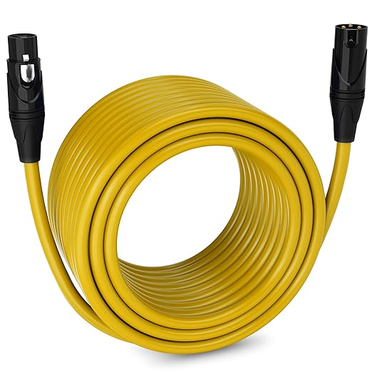 LyxPro 100 Feet XLR Microphone Cable Balanced Male to Female 3 Pin Mic Cord for Powered Speakers Audio Interface Professional Pro Audio Performance and Recording Devices - Yellow