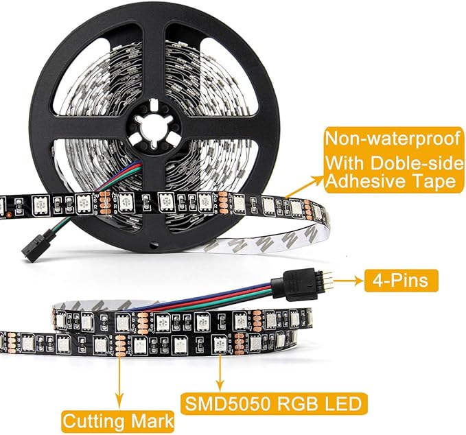 SUPERNIGHT 5050 RGB LED Strip Lights-16.4ft 300 LEDs, Color Changing LED Lights for Valentine, Wedding Sparklers, Christmas Lights, Indoor Decoration