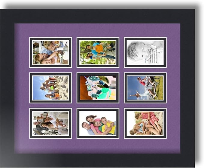 Art to Frames Double-Multimat-78-849/89-FRBW26079 Collage Photo Frame Double Mat with 9-2x3 Openings and Satin Black Frame