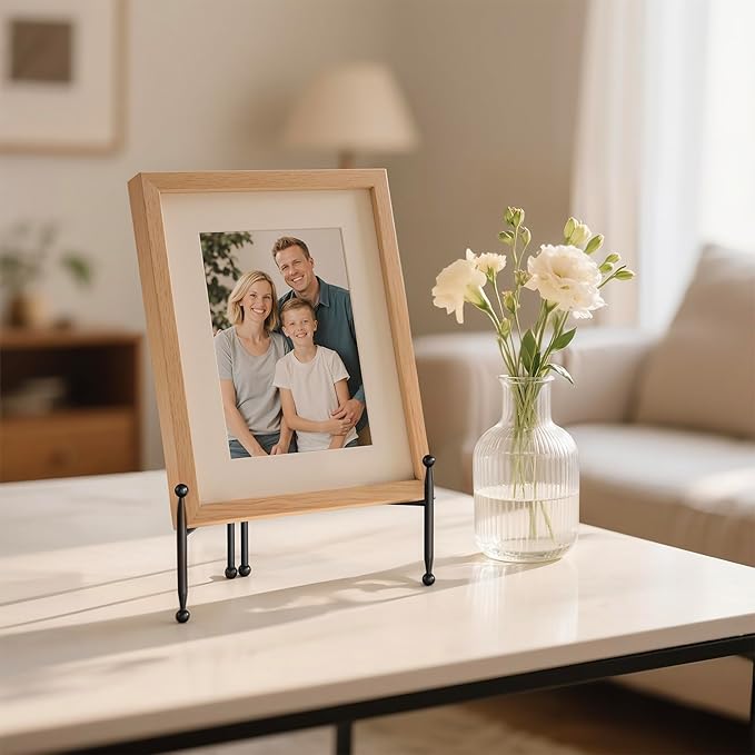 HEMYLU Display Stand for Plate, Foldable Metal Plate Stand for Table, Decorative Easel Holder for Picture Frames, Photos, Wedding Cards, Sign Posters, Cavas, 6-inch Black 2-Pack