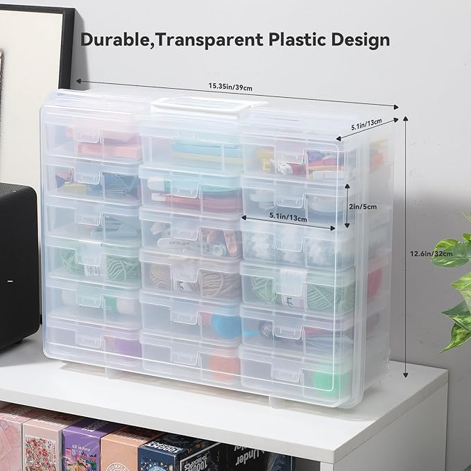 novelinks Stackable Plastic Clear Storage Box Containers with Latching Lid - Art Craft Supply Organizer Storage Containers for Pencil Box,Crayon, Jewelry (18 Pack Clear Small)