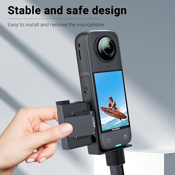 CYNOVA Mount for Insta360 X5 Accessories, Insta 360 X5 Cold Shoe Mount, Invisible Mic Bracket Designed Specifically for DJI Mic Mini（with 3.5mm Audio Cable and Fixed Velcro）