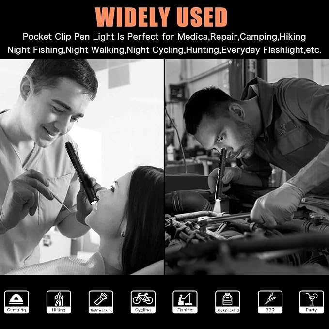 Rechargeable Pen Light, Zoomable Led Penlight Inspector Light Pocket Flashlight with Clip Small Mini Handheld Slim Flashlight 360 Lumens LED for Nurse Medical Repair Engineer Doctor