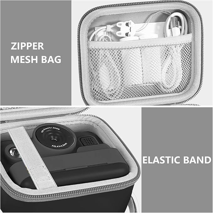 Leayjeen Kids Camera Case Compatible with Dylanto/GKTZ/HiMont/CAMCLID/ESOXOFFORE Kids Instant Print Camera, for 1080P Printed Photos,Christmas Gifts and Birthday Gifts for Kids（Black）(Case Only)