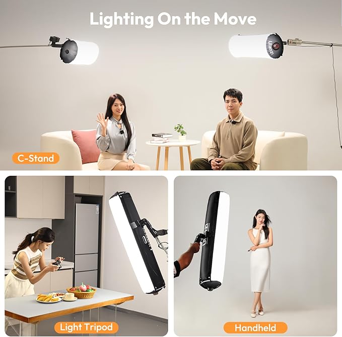 Ulanzi AL120 120W Bi Color Inflatable Tube LED Video Light with Remote, 2700K-6500K CRI96, 10 Effects, Portable Soft Box Light for Photography/Video/Live Stream/YouTube