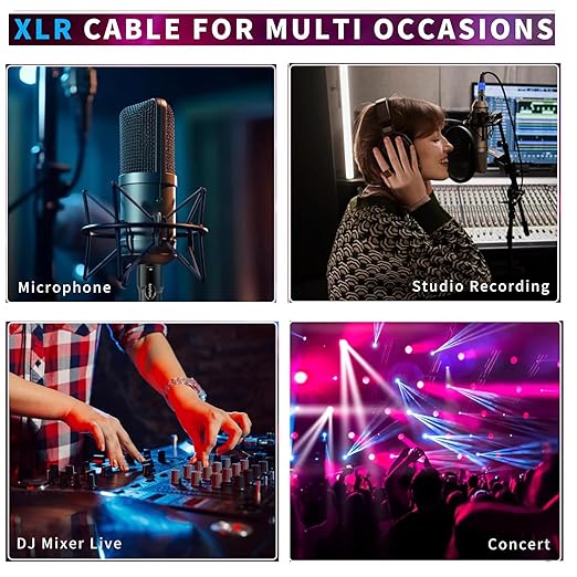 XLR Cables, Microphone Cables 15ft 2Pack, Balanced XLR Speaker Cable 3-pins Gold-Plated Mic Cable Male to Female for Mixer