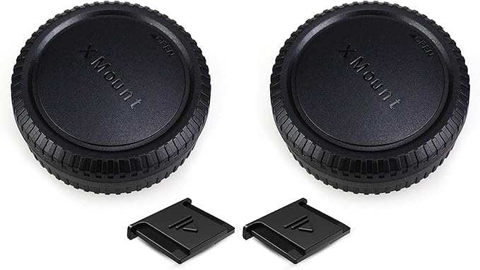 2 Pack X Mount Body Cap Cover & Rear Lens Cap for Fuji Fujifilm X-T5 X-T4 X-T3 X-T2 X-S20 X-S10 X-T50 X-T30 X-T20 X-T200 X-M5 X-H1 X-H2 X-PRO3 PRO2 X-E5 X-E4 X-E3 & More Fujifilm X Mount Camera & Lens