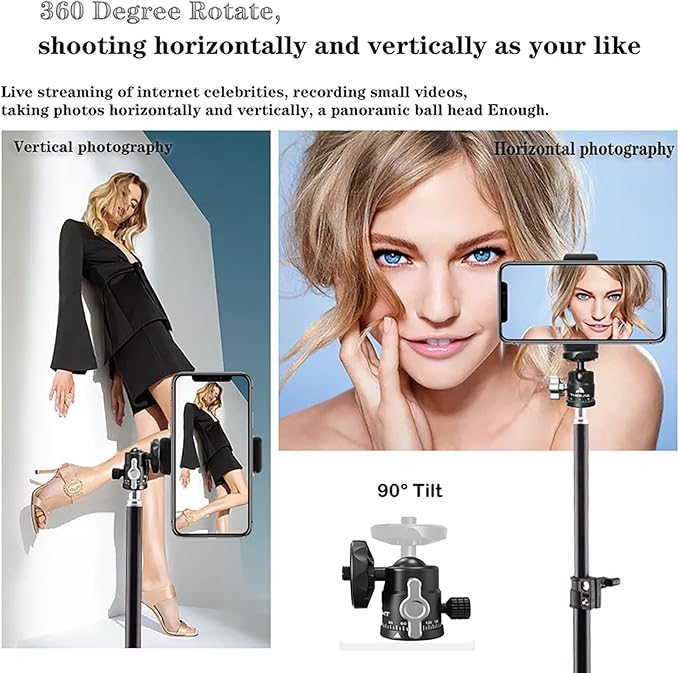 Ailight Mini Ball Head, 360° Panoramic Tripod Head, Universal 1/4" to 3/8" Screw Adapter Swivel Ball Head Tripod Mount, Dual Cold Shoe Mount for DSLR Cameras Camcorder Light Photograph Accessories