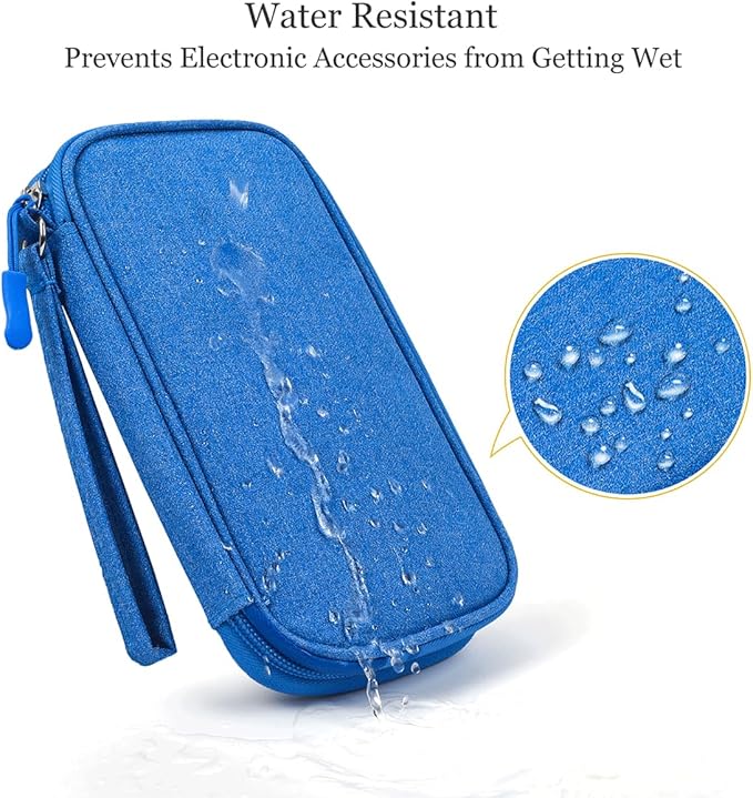 Travel Cord Organizer - Electronics Organizer Case, Cable Organizer Bag Pouch Waterproof Portable Accessories Case for Cord, Charger, Phone, Power Bank, Earphone (Blue)