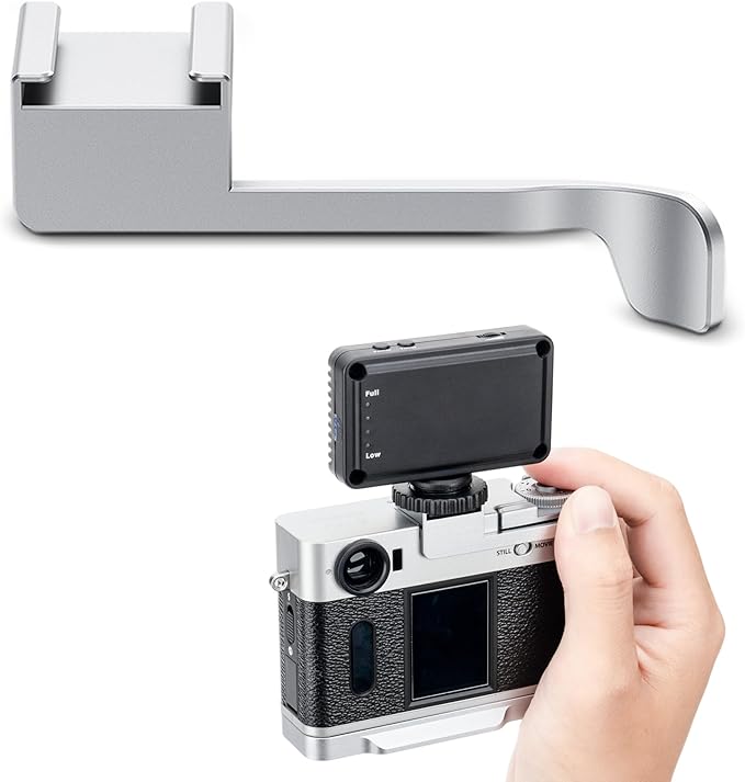 X Half Thumb Grip, Metal Aluminum Alloy Thumb Up Grip for Fujifilm Fuji X Half Camera with Built-in Cold Shoe Mount,Hot Shoe Thumb Rest Support Holder Not Affect The Use of XHalf Camera Dial-Silver
