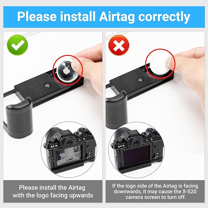 Metal Hand Grip L Bracket for Fujifilm X-S20 Camera,XS20 X-S20 Handgrip Holder with Built-in Quick Release Plate for AirTag & Arca Swiss Type Tripod Mount,w/Battery Memory Card Compartment Opening