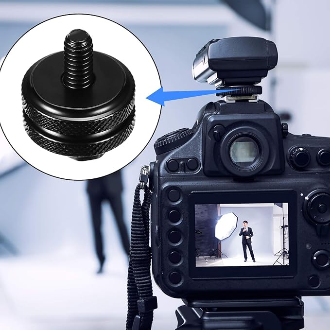 8 Pieces 1/4 Inch Cold Shoe Mount Adapter and Hot Shoe Flash Stand Adapter Kit for DSLR Camera Rig, Camera Flash Shoe Mounts for Tripod