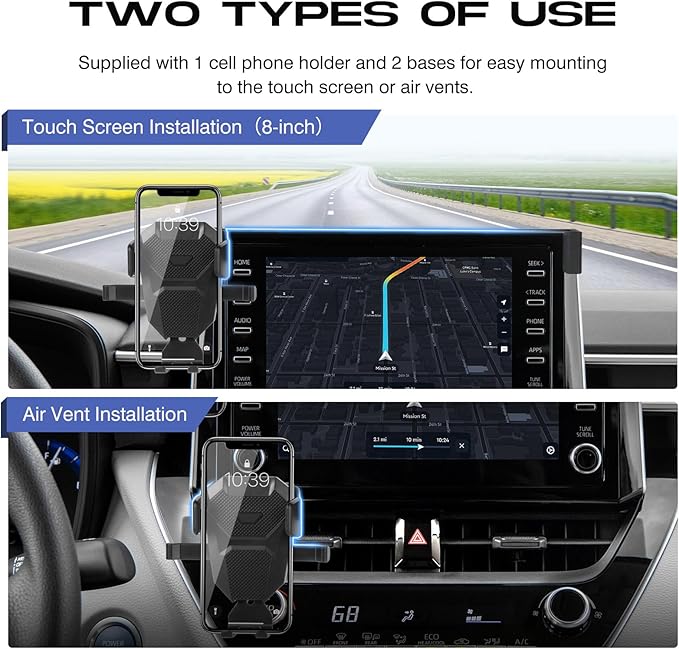 Car Phone Holder for Toyota Corolla 2019-2025/Corolla Cross 2022-2025 Accessories,Adjustable GPS Corolla Phone Mount ONLY for 8-inch Screen,Hands-Free Ultra Stable Phone Stand for All Phones