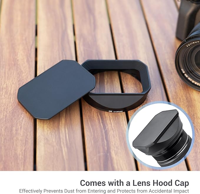 JJC Metal Square Lens Hood Shade for Fuji Fujifilm Fujinon XF 16-55mm f/2.8 R LM WR Lens(Not for Version II Lens), with Protective Hood Cap, No Vignetting, Not Affect The Use of 77mm Filter