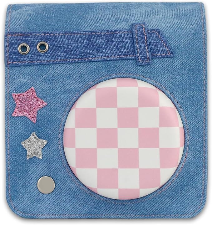 Frankmate Protective Case Compatible with Fujifilm Instax Mini SE/7+ Camera, Sweetheart Denim Camera Bag with Pocket and Adjustable Shoulder Strap