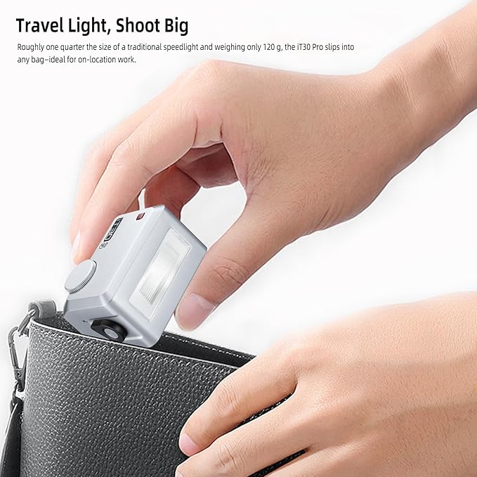 Godox iT30Pro-F Silver Pocket TTL Flash for Fujifilm Camera: 2.4G Wireless + Touchscreen (Equivalent to Built-in X3 Trigger), Li-ion Battery, HSS 1/8000s, 560 Flashes, Built-in Diffuser for Portrait