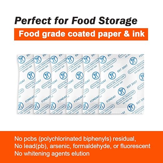 1 Gram 200 Packets Fonday Food Grade Silica Gel Desiccants Packs Moisture Absorbers Dehumidifier