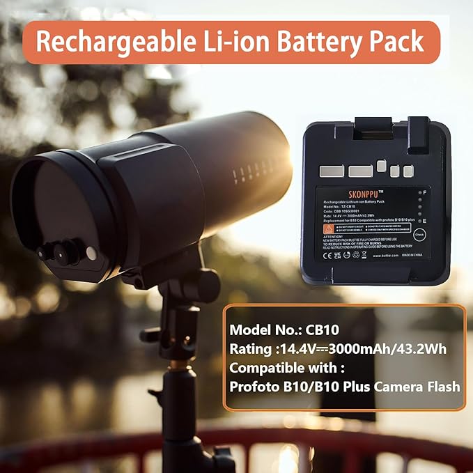 Replacement Li-ion Battery Compatible with Profoto B10/B10 Plus Camera Flash 14.4 V 3000 mAh/43 Wh