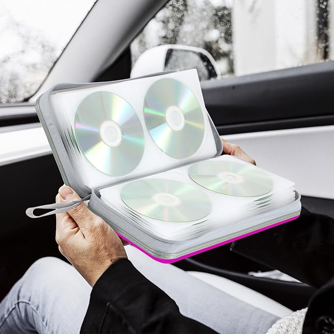 YILAG CD Case DVD Storage 4 Pack,100 Capacity DVD Cases Holder CD Storage Case Holders Plastic CD DVD Disc Case Storage Wallet Binder for Car Home Office Travel(4Colours)