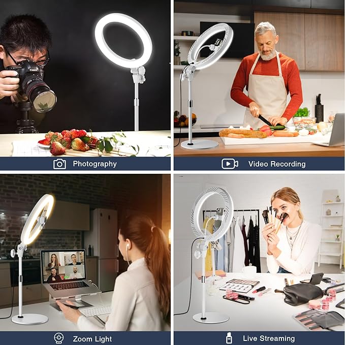 Ring Light with Stand, Zoom Lighting for Computer Video Conference, Video Calls, Home Office, Lighting for Video Recording