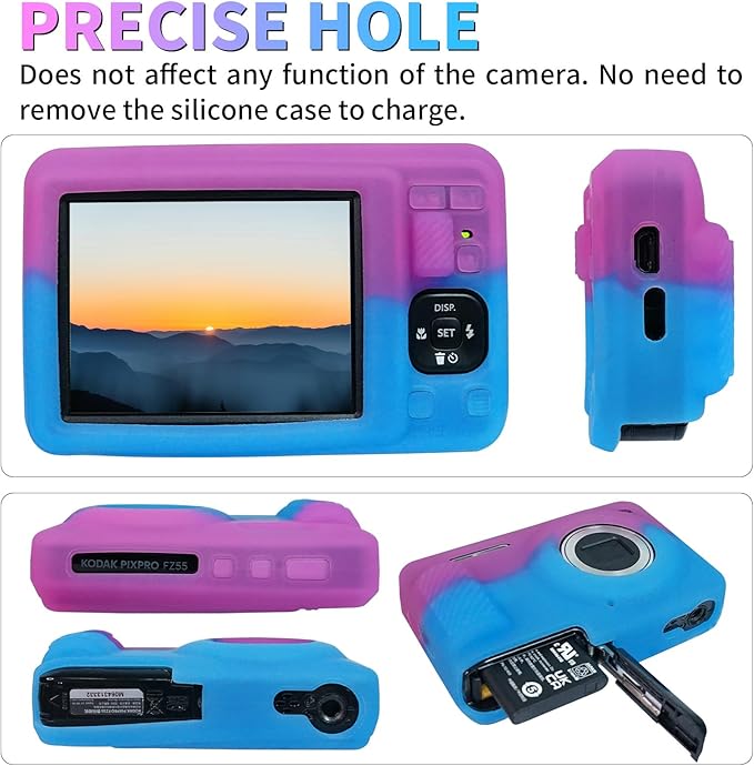 Easy Hood Camera Case for Kodak PIXPRO FZ55, Soft Silicone Cover Anti-Scratch Slim Fit FZ55 DSLR Camera Sleeve Body Skin Travel Protective Case, Rose Blue