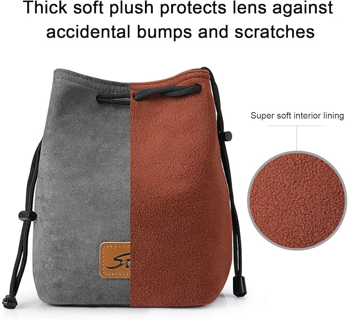 S-ZONE Soft Camera Bag DSLR Insert Handbag Drawstring Lens Case Compatible with Canon Nikon Sony