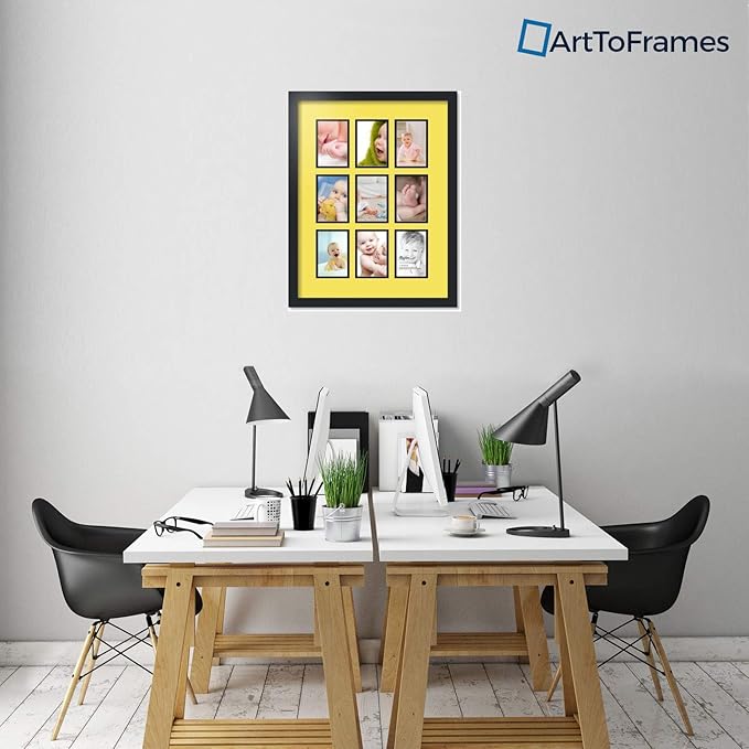 Art to Frames Double-Multimat-1047-47R/89-FRBW26079 Collage Photo Frame Double Mat with 9-4x6 Openings and Satin Black Frame