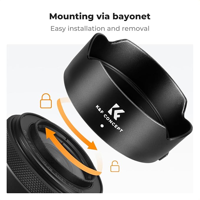 K&F CONCEPT Lens Hood Replace of EW-65C Hood Compatible with Canon RF 16mm F2.8 STM Reversible Snap on Camera Lens Shade Fits 43mm Filters and Lens Cap