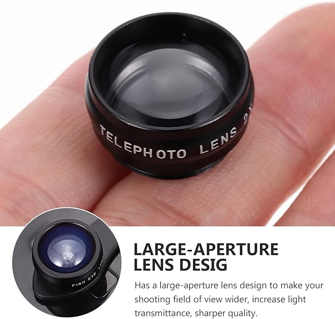 Zerodeko Wide-Angle Macro Lens Kit for Phone Camera, Portable Clip-on Phone Lens Attachment, 10-in-1 Multifunctional External Camera Filter Set, Compatible with Smartphones, Black