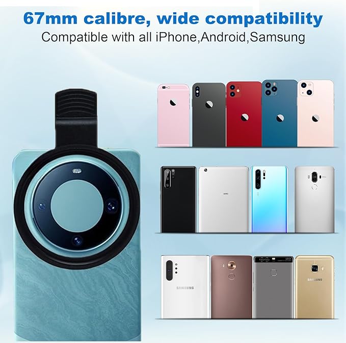 67mm Clip-On CPL Phone Camera Lens Filter, Polarizer Circular Filter, Ultra Slim Multi- Coated CPL Filter Compatible with iPhone 17/16/15/14/13 Samsung