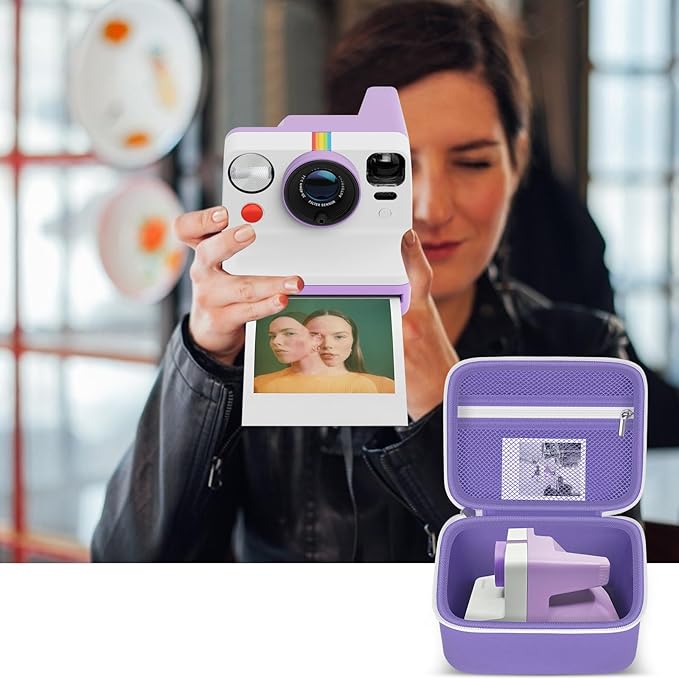 Portable Carrying Case Compatible with Polaroid Now 2nd/ for 3rd Generation I-Type Instant Camera/for Now/for Now+/ for OneStep 2 VF/for OneStep+ Instant Film with Mesh Pocket (Purple)