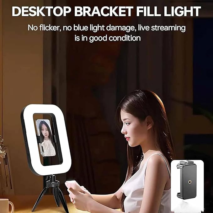Rechargeable Selfie Portable Ring Light,Smartphone Video Rig with Ligh,Handheld Ring Light for iPhone/Phone/Camera,Ideal for Live Streaming/Vlogging/Makeup