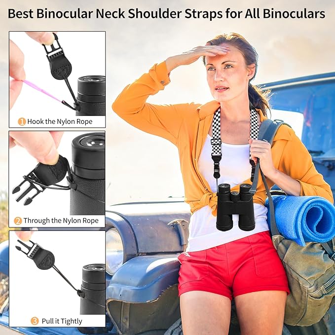 Universal Shoulder Strap, Sandwich Mesh Padded Neck Lanyard, Replacement Comfortable Bag Strap for Camera, Cellphone Tablet,iPad, Laptop, Luggage Bag, Binocular(Black and White Checkered)