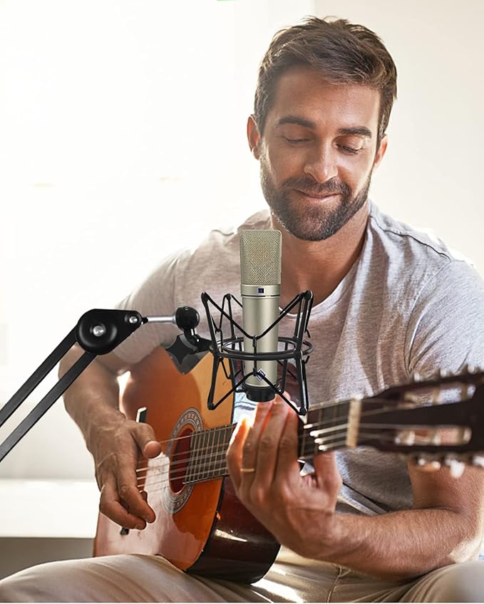 Microphone Shock Mount Mic Holder - Anti Vibration Spider Shockmount Compatible with Many Condenser Mics Like AT2020 MXL 770 MXL 990 Samson G Track Pro Rode Procaster NT1-A Neumann U87 etc.