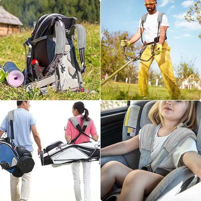 ZINZ 2-Pack Universal Shoulder Pad with Ultra Thick Cushion for Bag Luggage Bag Crossbody, Plus Long & Anti-Slip & Breathable,Grey