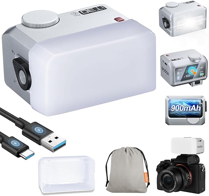 GODOX IT30Pro C GN15 IT30 Pro C IT30ProC IT30Pro-C TTL Mini Flash Kit for Canon with White Diffuser HSS 1/8000s 2.8" Full-Color Touchscreen(White)——Godox Authorized Distributor